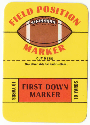 1971 Topps Football Insert Card Field Position Marker