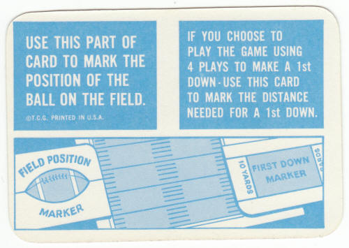 1971 Topps Football Insert Card Field Position Marker