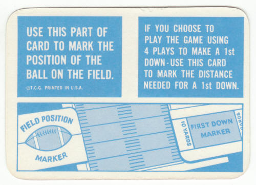 1971 Topps Football Insert Card Field Position Marker