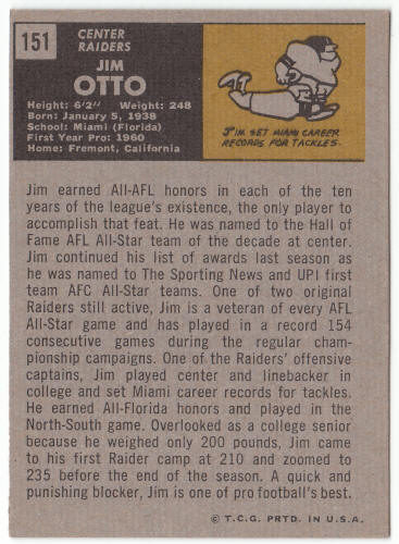 1971 Topps Football #151 Jim Otto