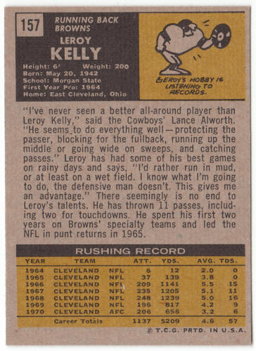 1971 Topps Football #157 Leroy Kelly