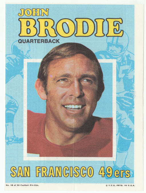 1971 Topps Insert Poster John Brodie front