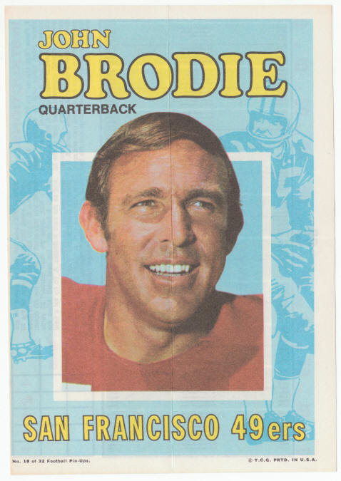 1971 Topps Insert Poster John Brodie front