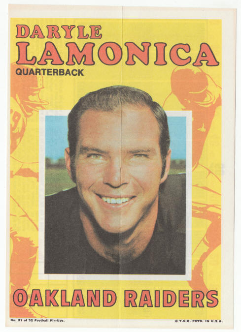 1971 Topps Insert Poster Daryle Lamonica front