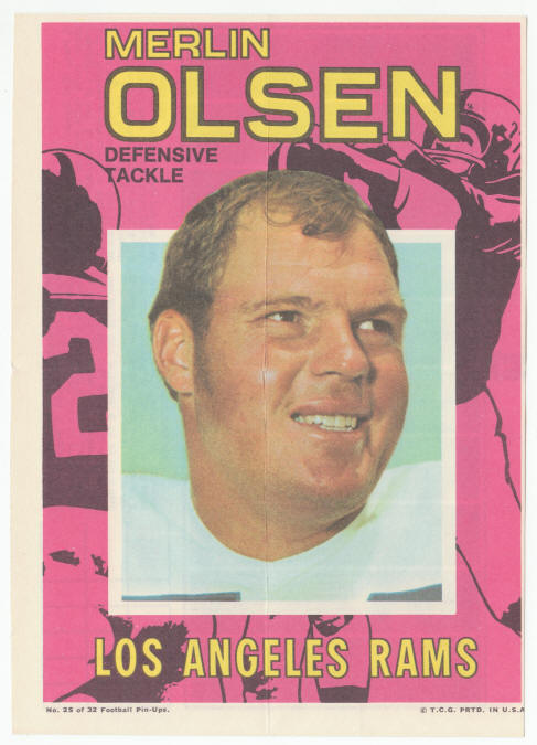 1971 Topps Insert Poster Merlin Olsen front
