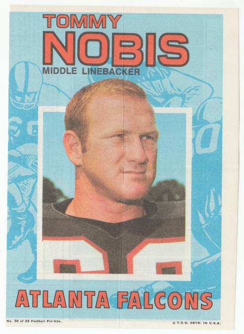 1971 Topps Insert Poster Tommy Nobis front