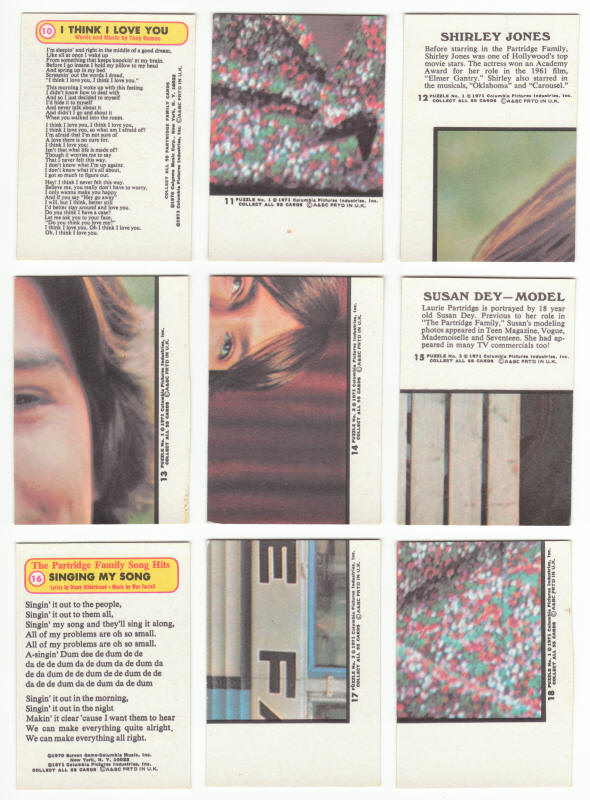 1972 A&BC Partridge Family Cards
