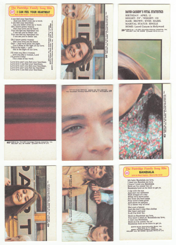 1972 A&BC Partridge Family Cards