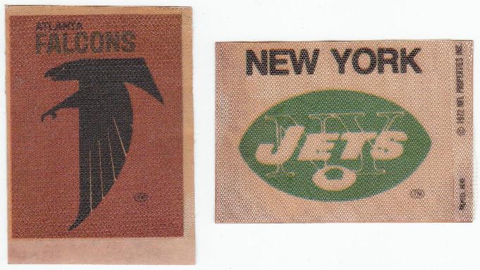 1972 Atlanta Falcons New York Jets Food Insert Cloth Stickers