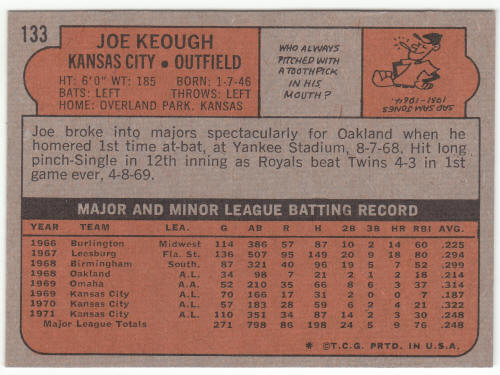 1972 Topps Baseball #133 Joe Keough