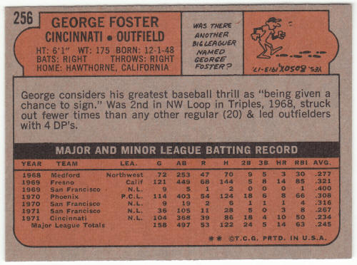 1972 Topps Baseball #256 George Foster