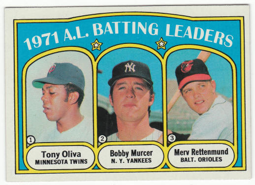 1972 Topps #86 AL Batting Leaders front