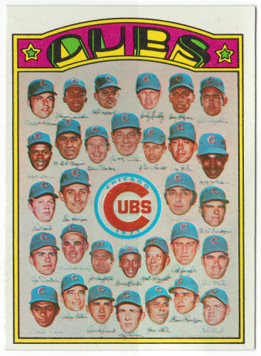 1972 Topps #192 Chicago Cubs Team Card front