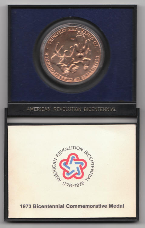 1973 American Revolution Bicentennial Commemorative Bronze Medal reverse