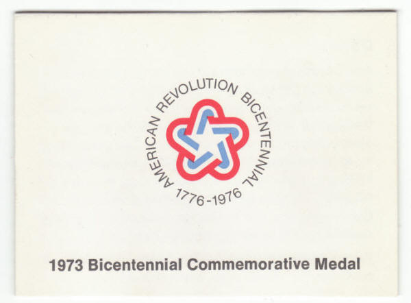 1973 US Bicentennial Commemorative Medal Sterling Silver Proof brochure