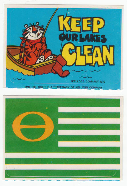 1973 Kelloggs Tony The Tiger Ecology Stickers Cereal Premiums