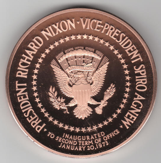 1973 Nixon Agnew Inaugural Bronze Medal reverse