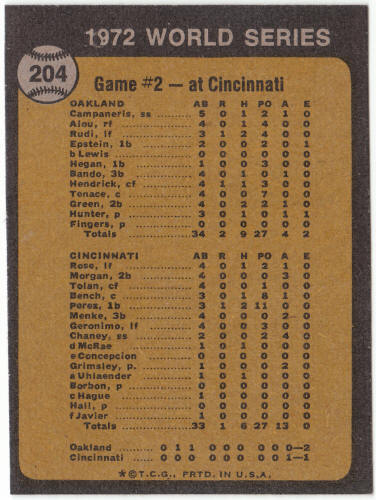 1973 Topps Baseball #204 World Series Game 2