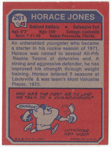 1973 Topps Football #261 Horace Jones