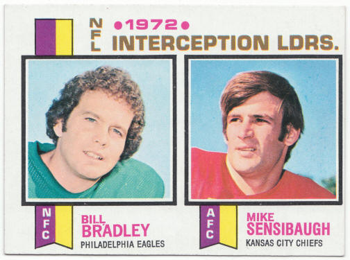 1973 Topps Football #5 NFL Interception Leaders Bill Bradley Mike Sensibaugh
