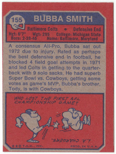 1973 Topps Football #155 Bubba Smith