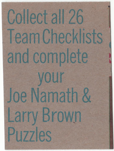 1973 Topps Baltimore Colts Team Checklist
