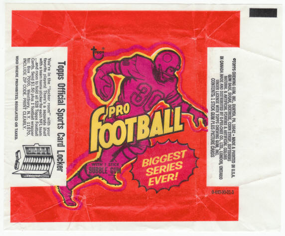 1973 Topps Football Card Wax Pack Wrapper