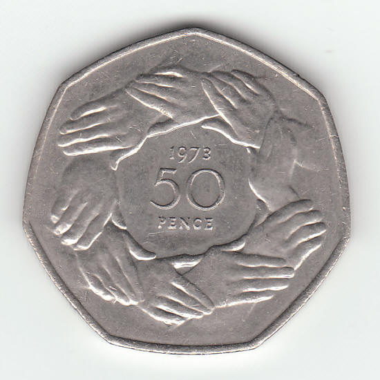 1973 England 50 Pence Commemorative Coin Reverse