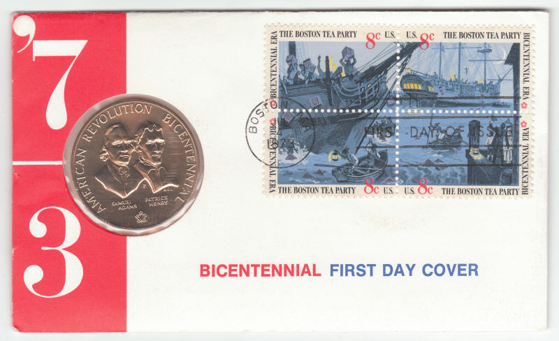 1973 Bicentennial Commemorative Bronze Medal First Day Cover front