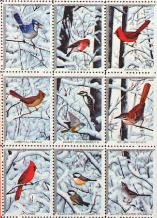 Christmas Stamps Wildlife '74 Sheet close-up of 9