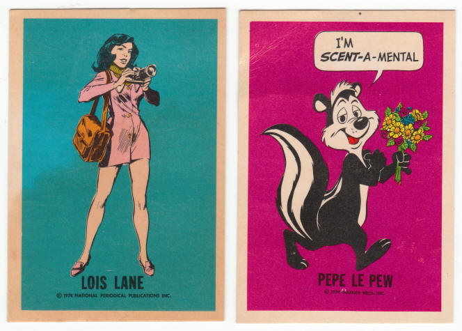 1974 Wonder Bread Lois Lane and Pepe Le Pew Premium Cards front