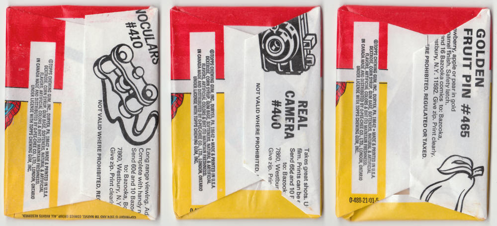 1975 Topps Comic Book Heroes Wrappers