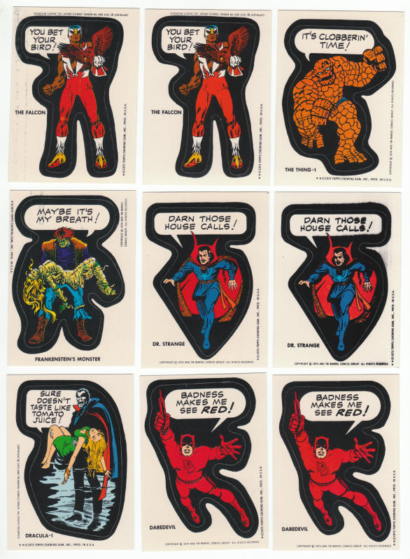 1975 Topps Comic Book Heroes Stickers