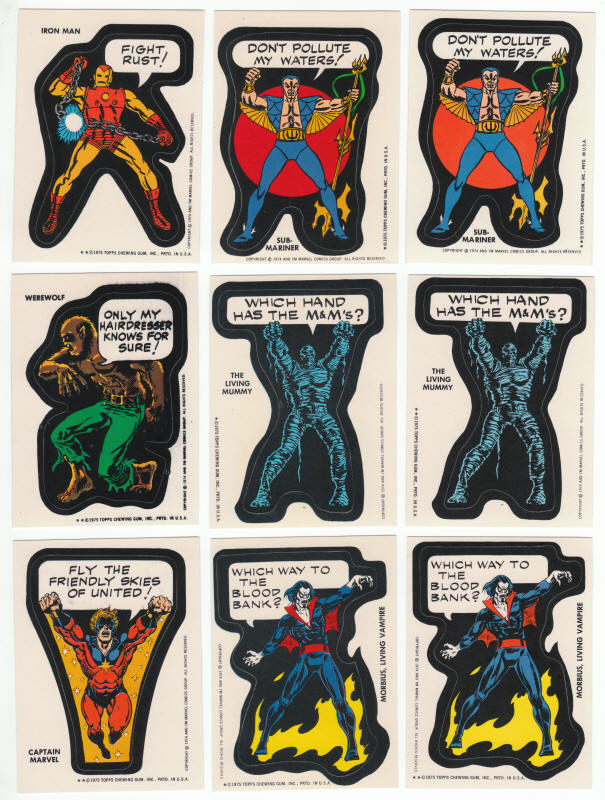 1975 Topps Comic Book Heroes Stickers