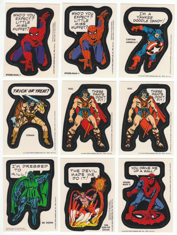 1975 Topps Comic Book Heroes Stickers