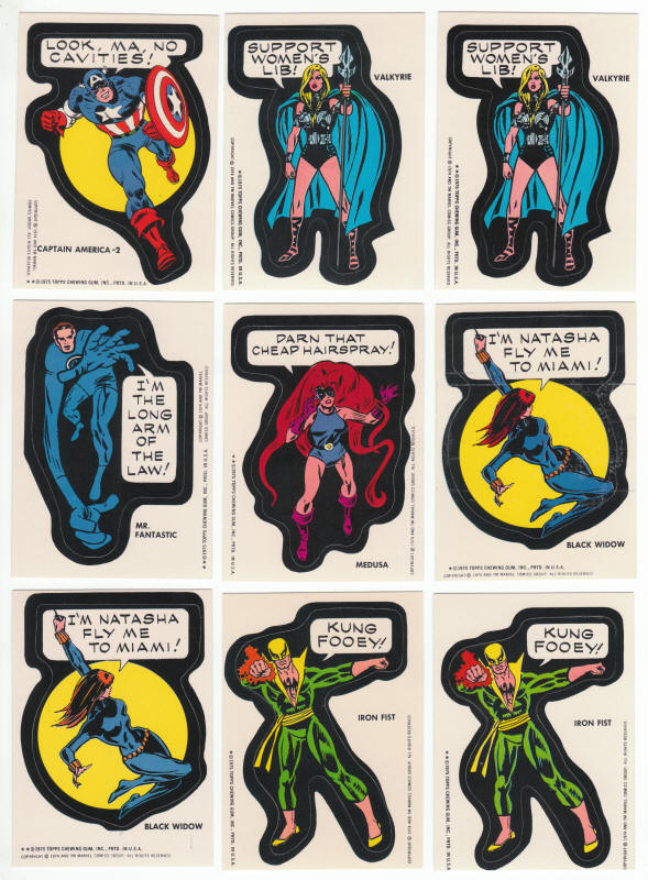 1975 Topps Comic Book Heroes Stickers