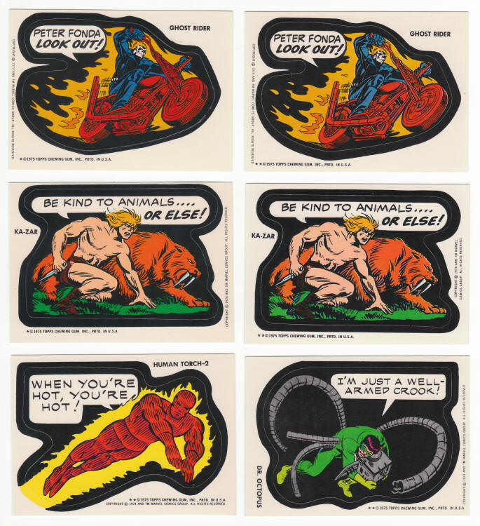 1975 Topps Comic Book Heroes Stickers