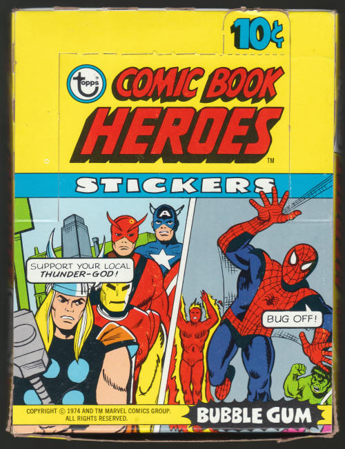 1975 Topps Comic Book Heroes Stickers Wax Pack Box