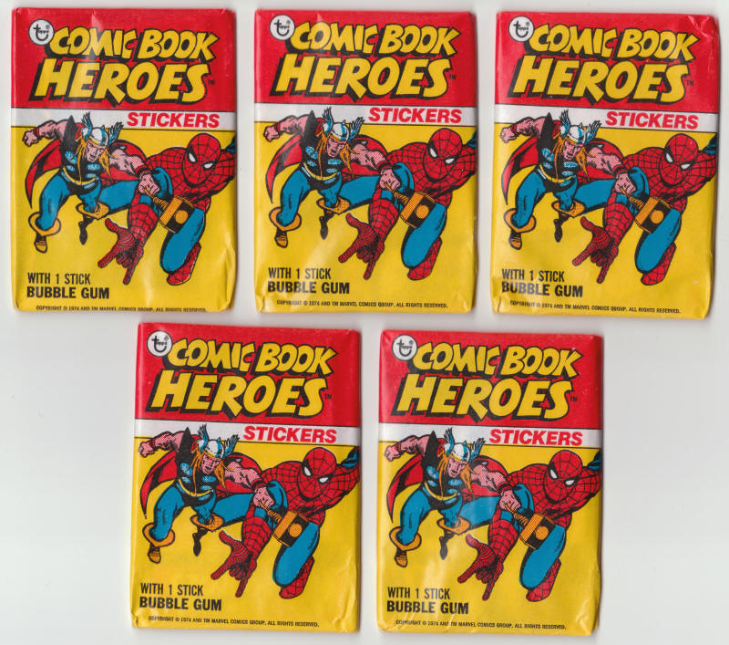 1975 Topps Comic Book Heroes Stickers Wax Packs