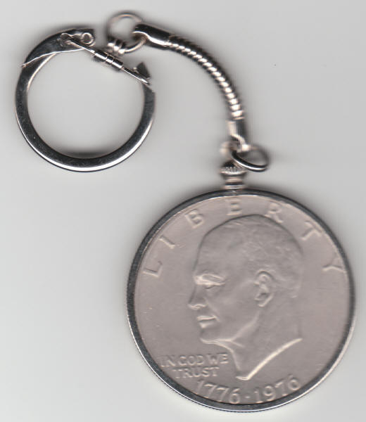 1976 Eisenhower US Bicentennial Dollar Keychain obverse