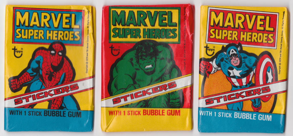1976 Topps Marvel Super Heroes Stickers Wax Pack Wrapper Set