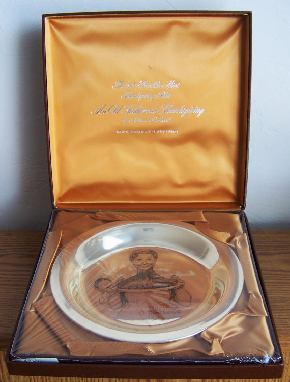 Norman Rockwells An Old Fashioned Thanksgiving Sterling Silver Plate boxed