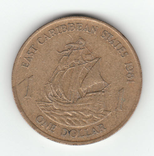 1981 East Caribbean States One Dollar reverse