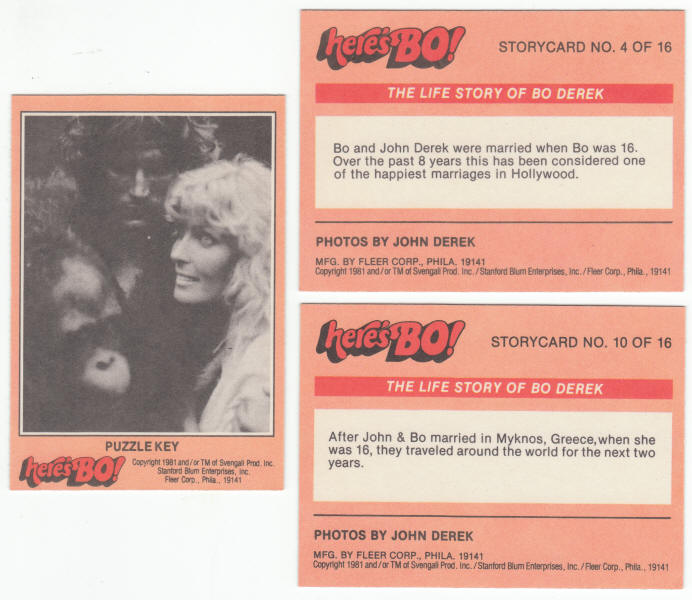 1981 Fleer Heres Bo Trading Card #12 Back Variations
