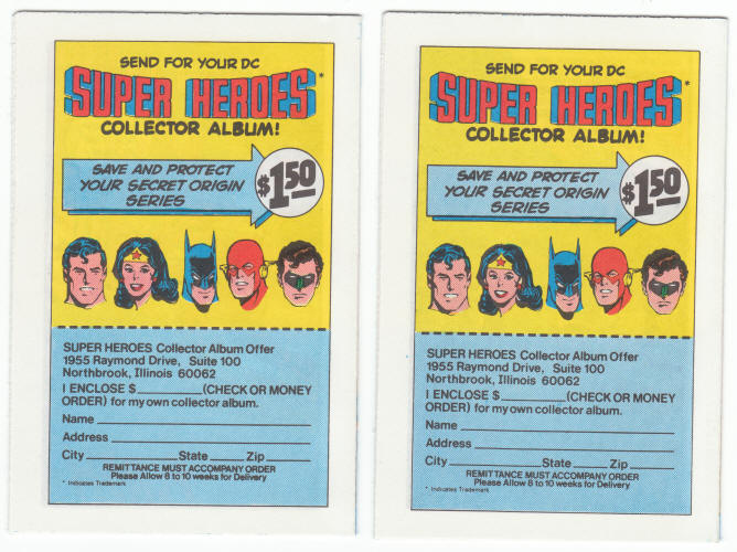 1981 Leaf Comic Book Candy DC Secret Origin Mini Comics
