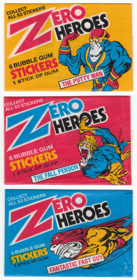 1983 Donruss General Mills Zero Heroes Stickers Wax Pack Wrappers