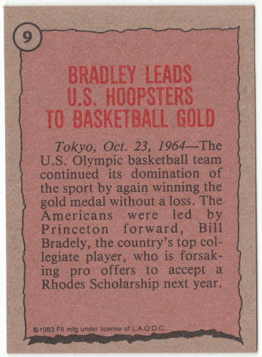 1983 Historys Greatest Olympians #9 Bill Bradley