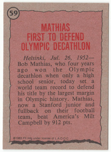 1983 Historys Greatest Olympians #59 Bob Mathias