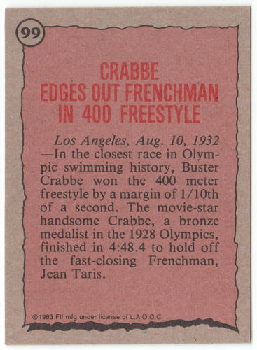 1983 Historys Greatest Olympians #99 Buster Crabbe