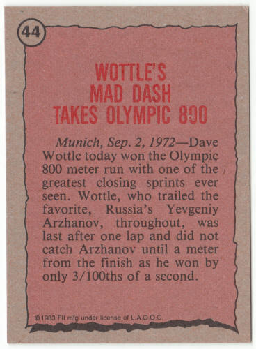 1983 Historys Greatest Olympians #44 Dave Wottle